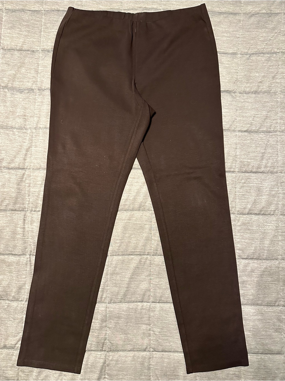 Eileen Fisher Chocolate Brown Fitted Ponte Stretch Leggings Medium